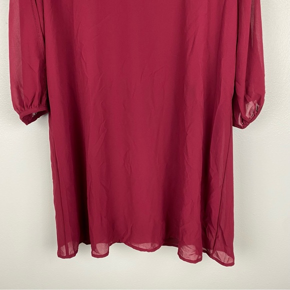 Lulu's Shifting Dears Wine Red Long Sleeve Mini Dress Size S - Picture 5 of 10